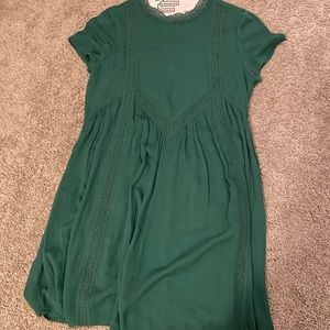 Francesca’s Green High Neck Boho Mini Dress